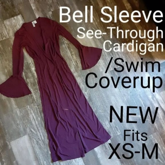 NEW Vintage Newport News Swim Bell Slee See-through Swimsuit Cover Up Maxi Dress - Picture 1 of 11